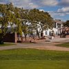 A view from the practice area near the 18th green of the event center at Marine Park Golf Course