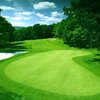 A view of green #16 with bunker on the left at Bristol Harbour Golf Club